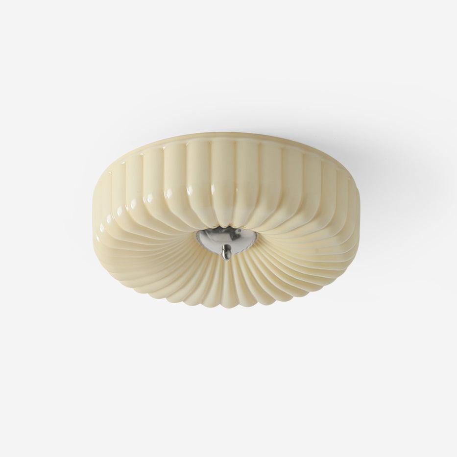 Mivone flache Deckenleuchte aus Milchglas mit Retro-Rippenstruktur