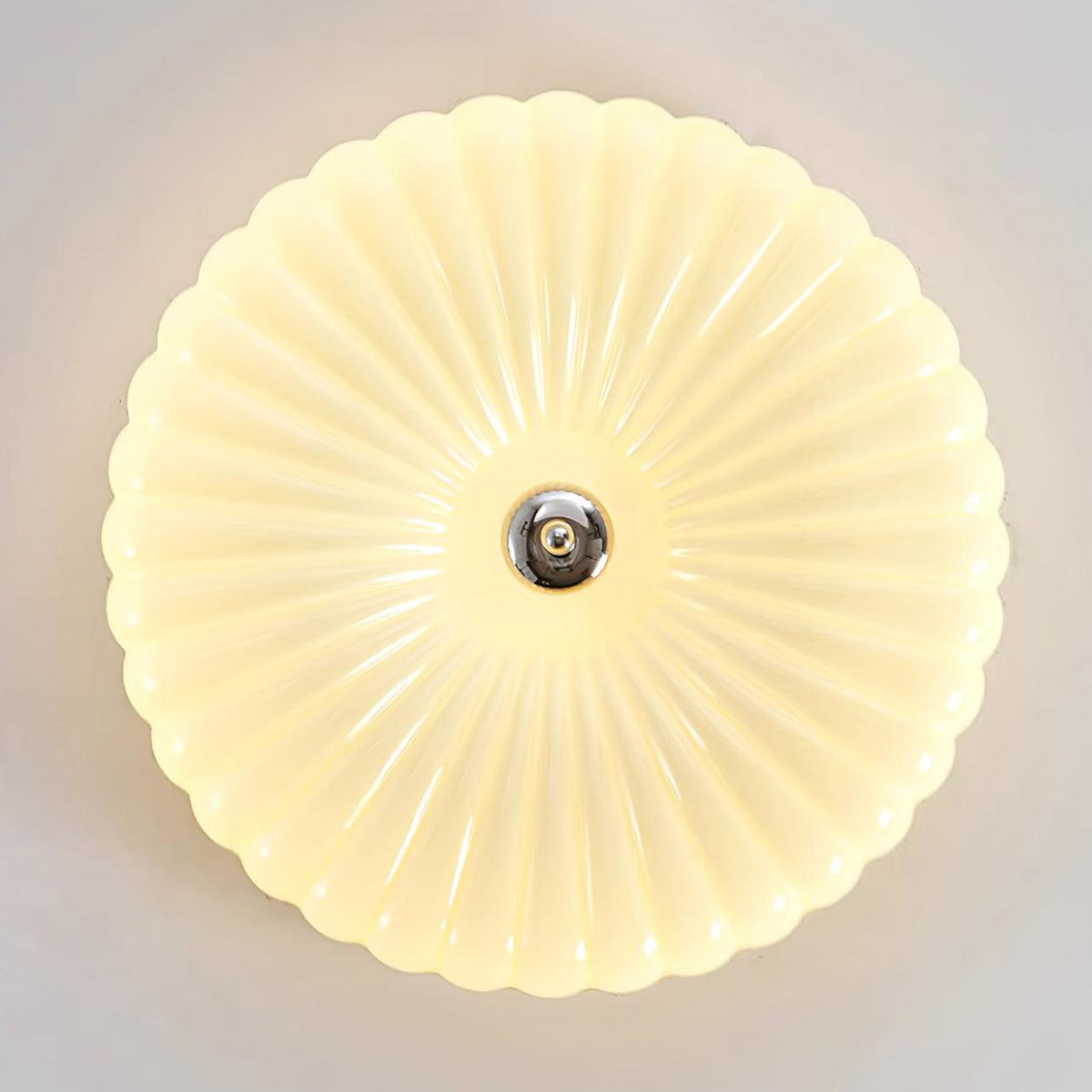 Mivone flache Deckenleuchte aus Milchglas mit Retro-Rippenstruktur