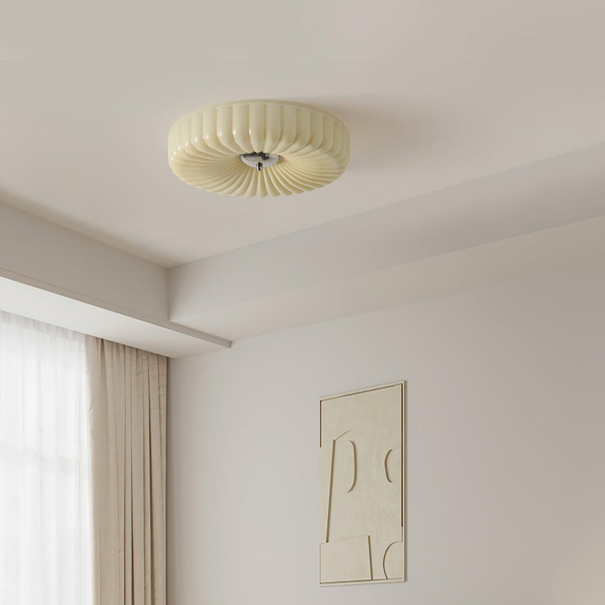 Mivone flache Deckenleuchte aus Milchglas mit Retro-Rippenstruktur