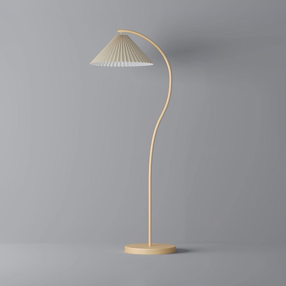 Fyrel Minimalistische Stoff-Stehleuchte in Creme & Hellgelb