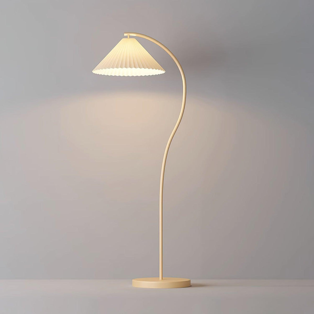 Fyrel Minimalistische Stoff-Stehleuchte in Creme & Hellgelb