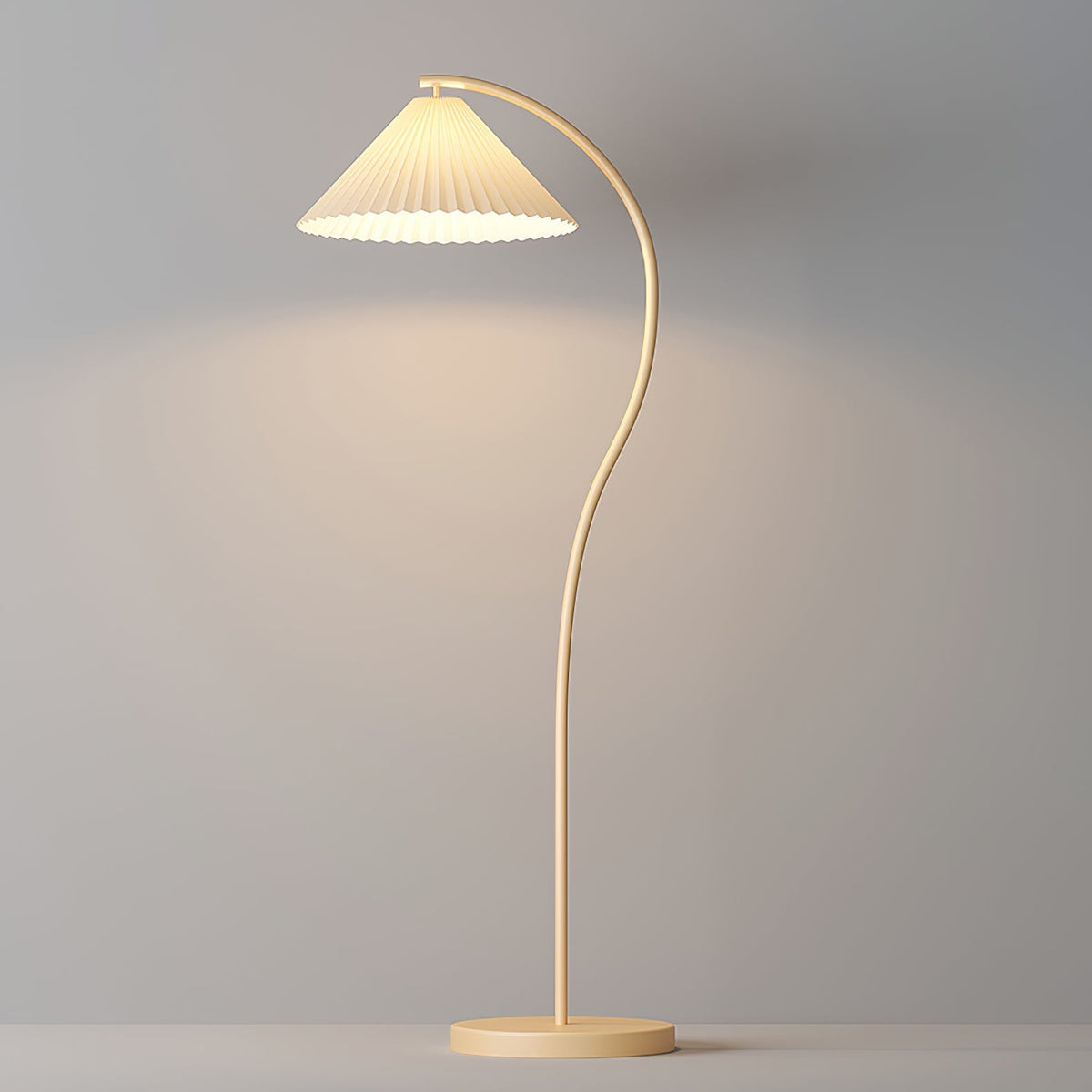Fyrel Minimalistische Stoff-Stehleuchte in Creme & Hellgelb