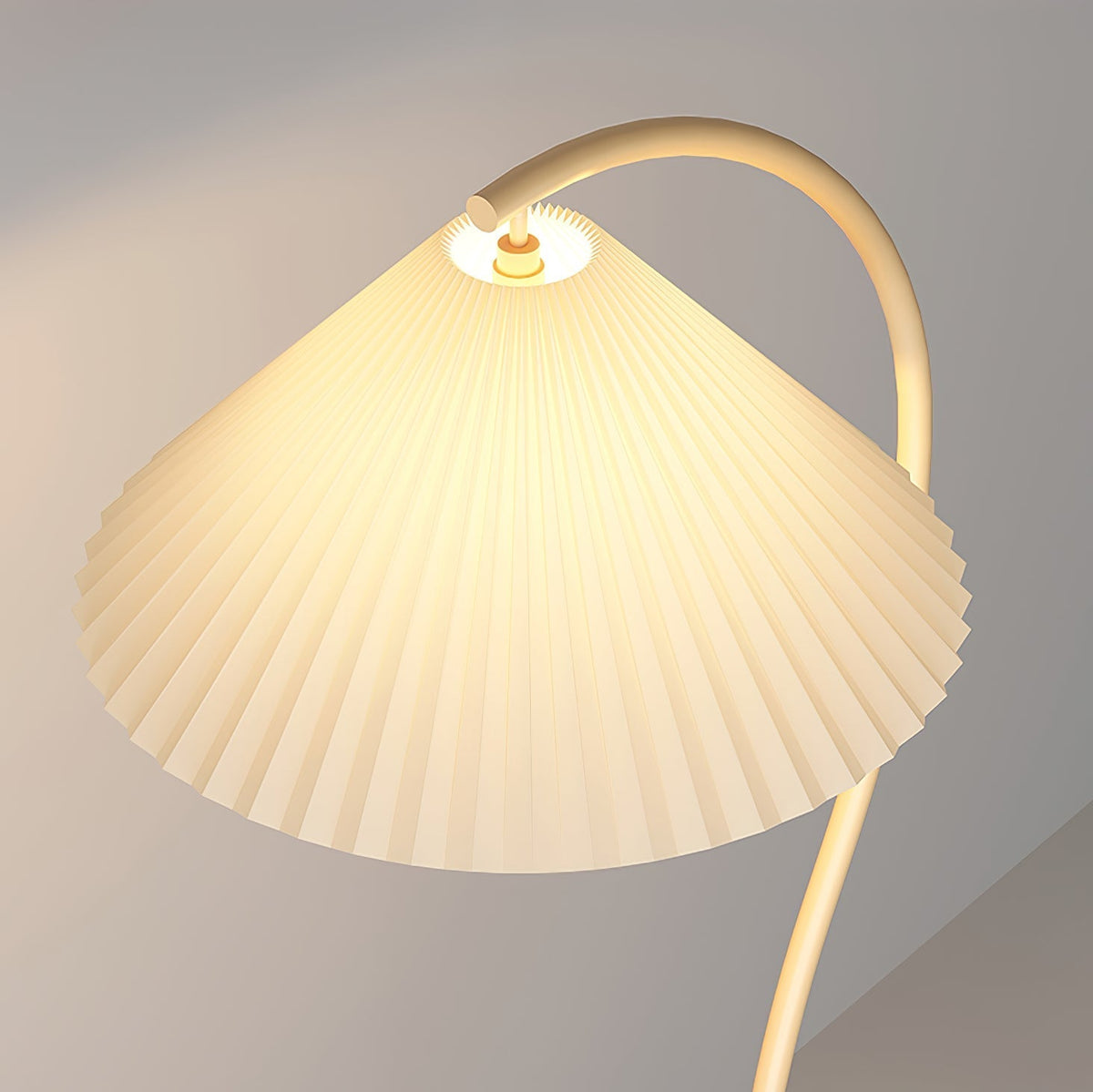 Fyrel Minimalistische Stoff-Stehleuchte in Creme & Hellgelb