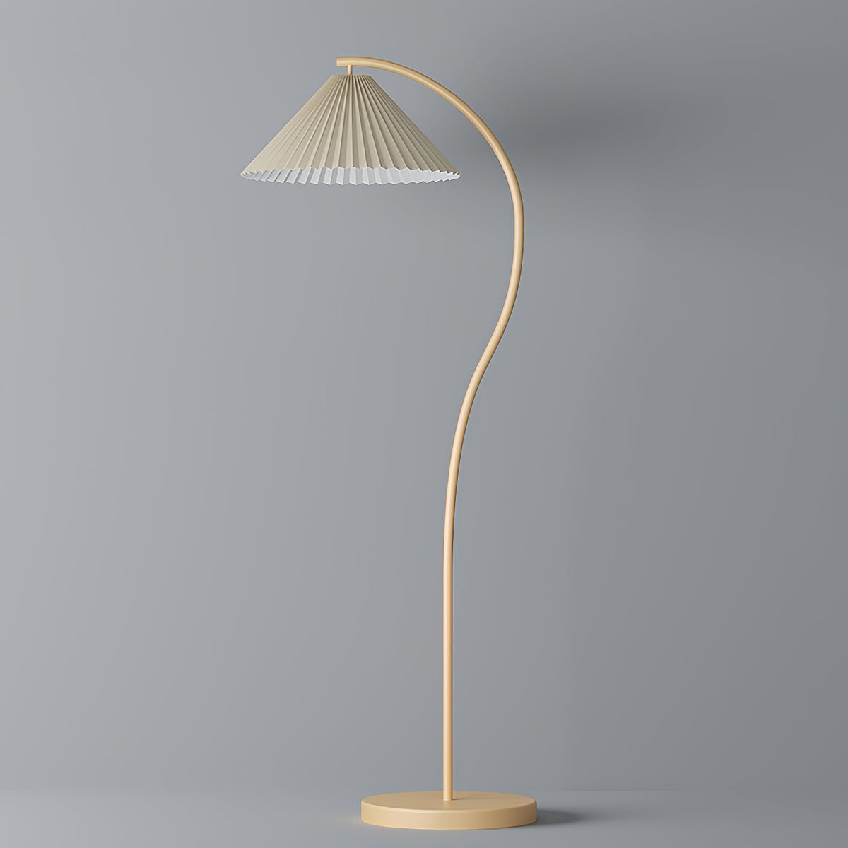 Fyrel Minimalistische Stoff-Stehleuchte in Creme & Hellgelb