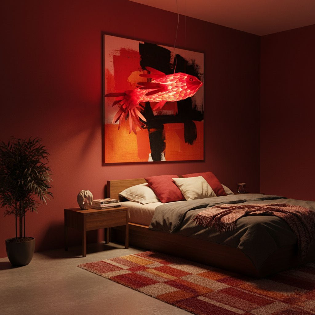 Aureline Crimson Swirl Koi Kronleuchter in Rot
