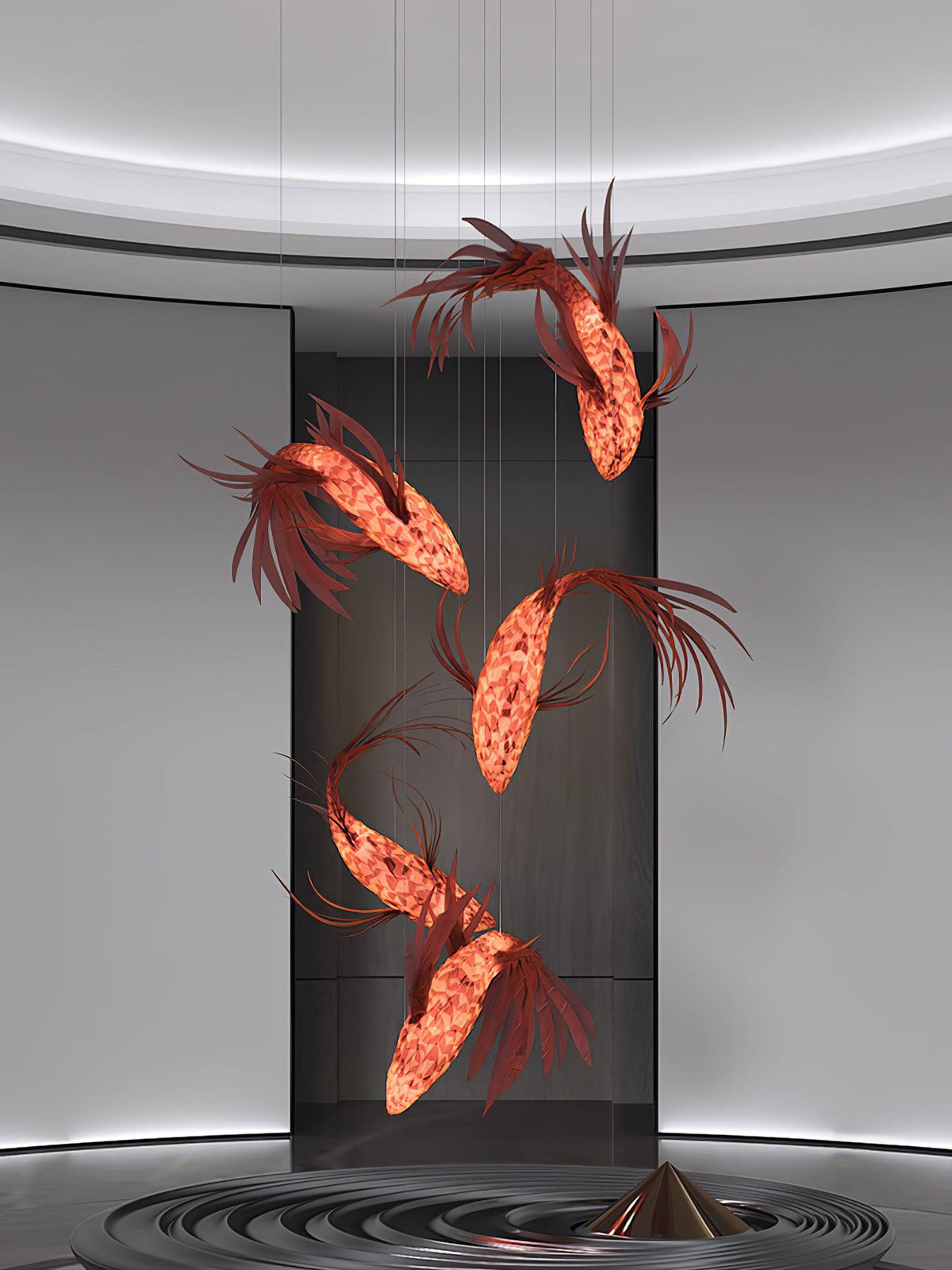 Aureline Crimson Swirl Koi Kronleuchter in Rot
