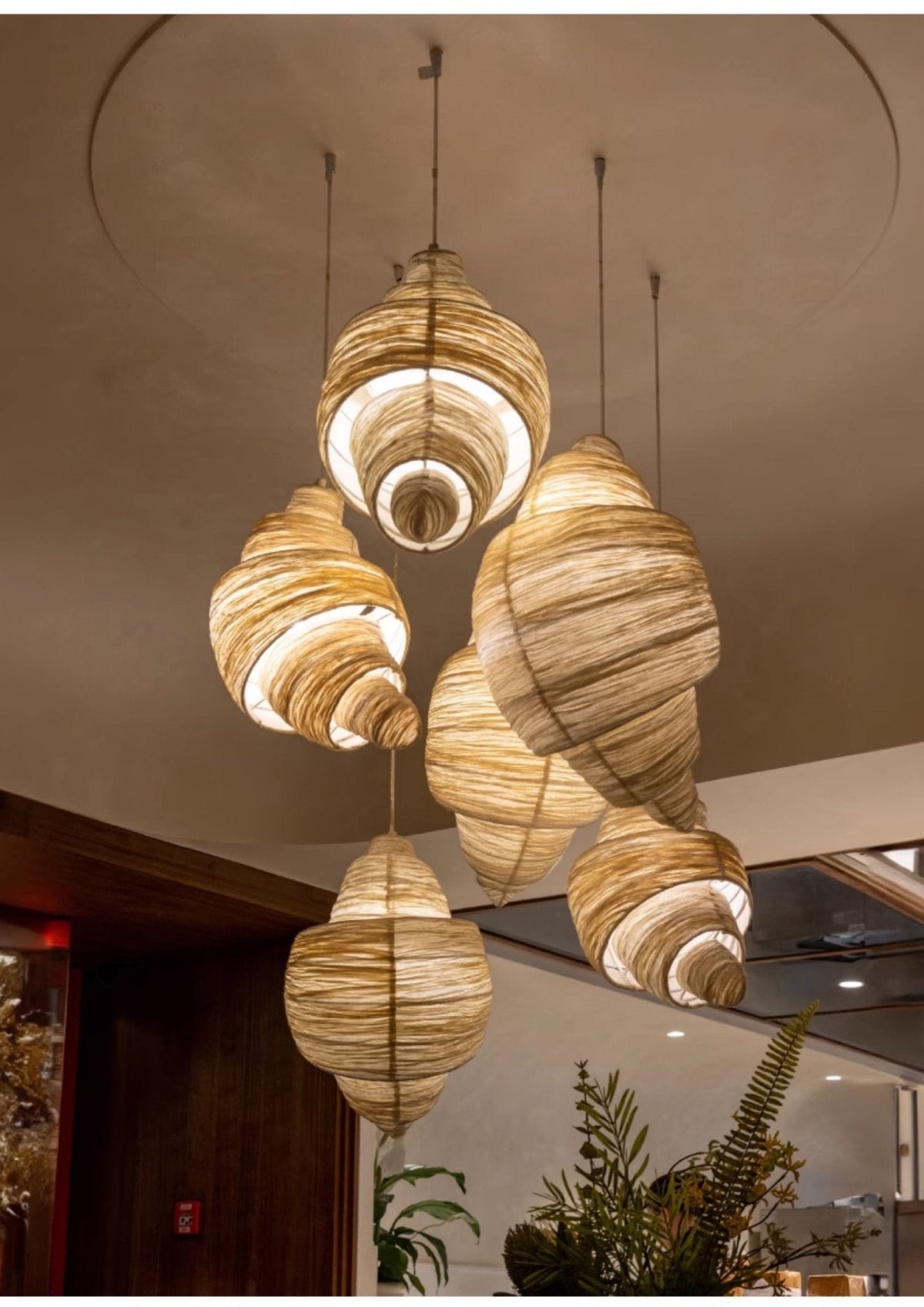 Croissant Stoff-Pendelleuchte