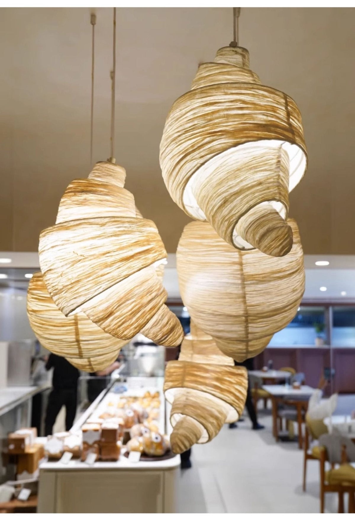 Croissant Stoff-Pendelleuchte