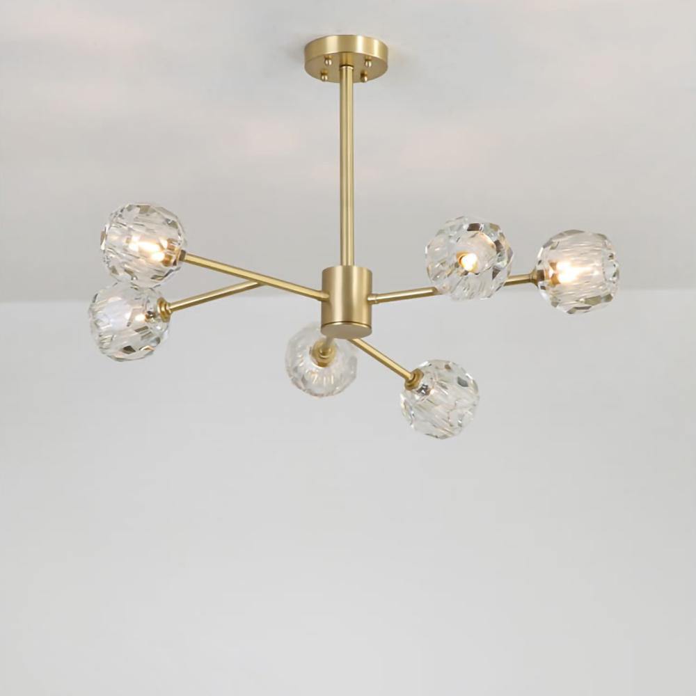 Thalyn Pendelleuchte Kristallkugel Messing Cluster