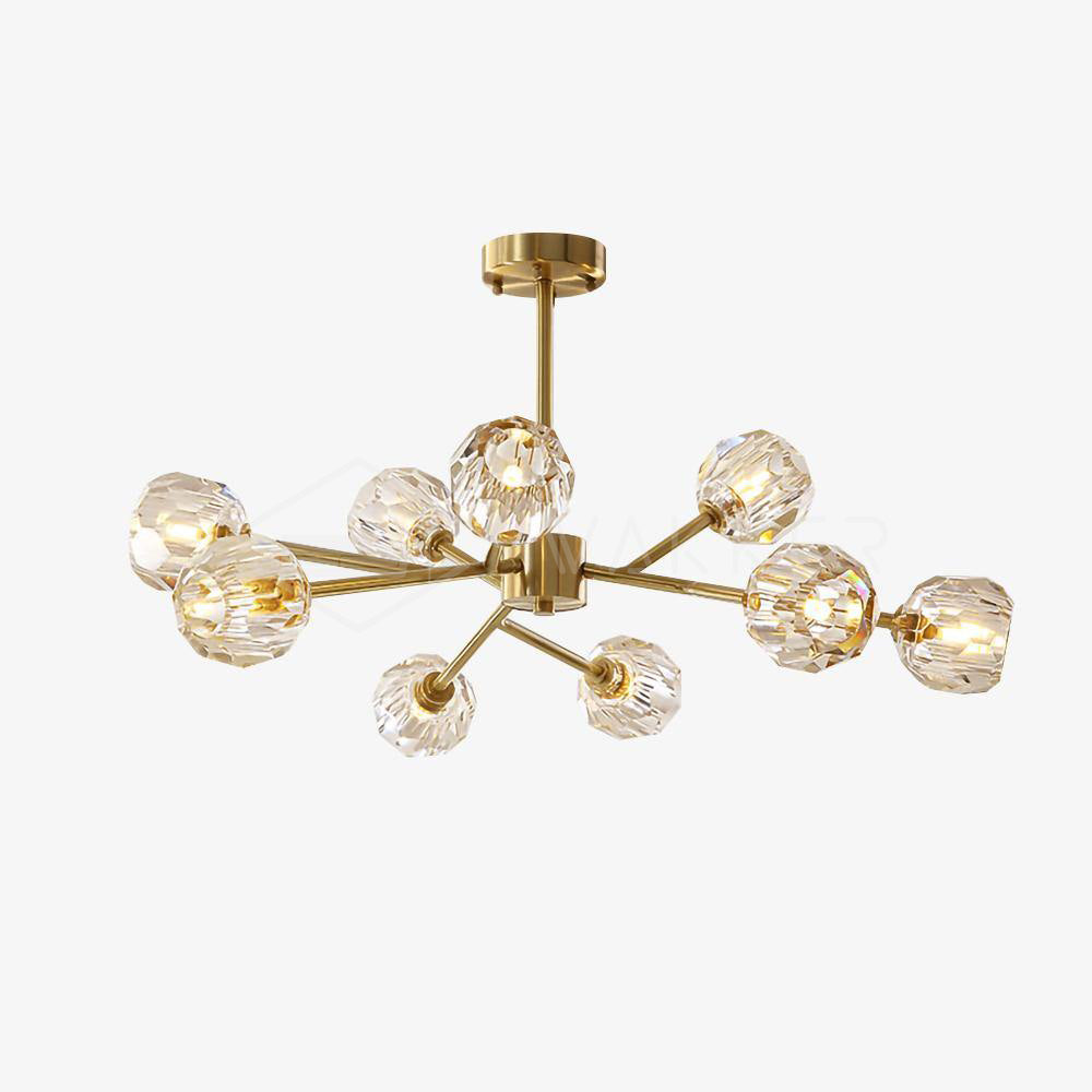 Thalyn Pendelleuchte Kristallkugel Messing Cluster