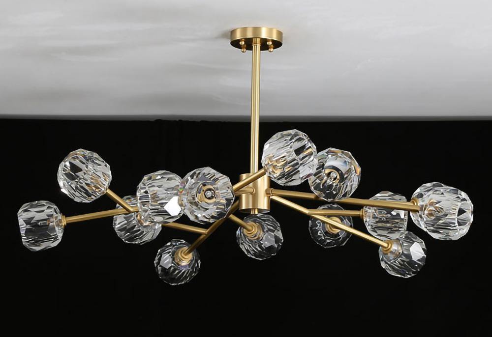 Thalyn Pendelleuchte Kristallkugel Messing Cluster