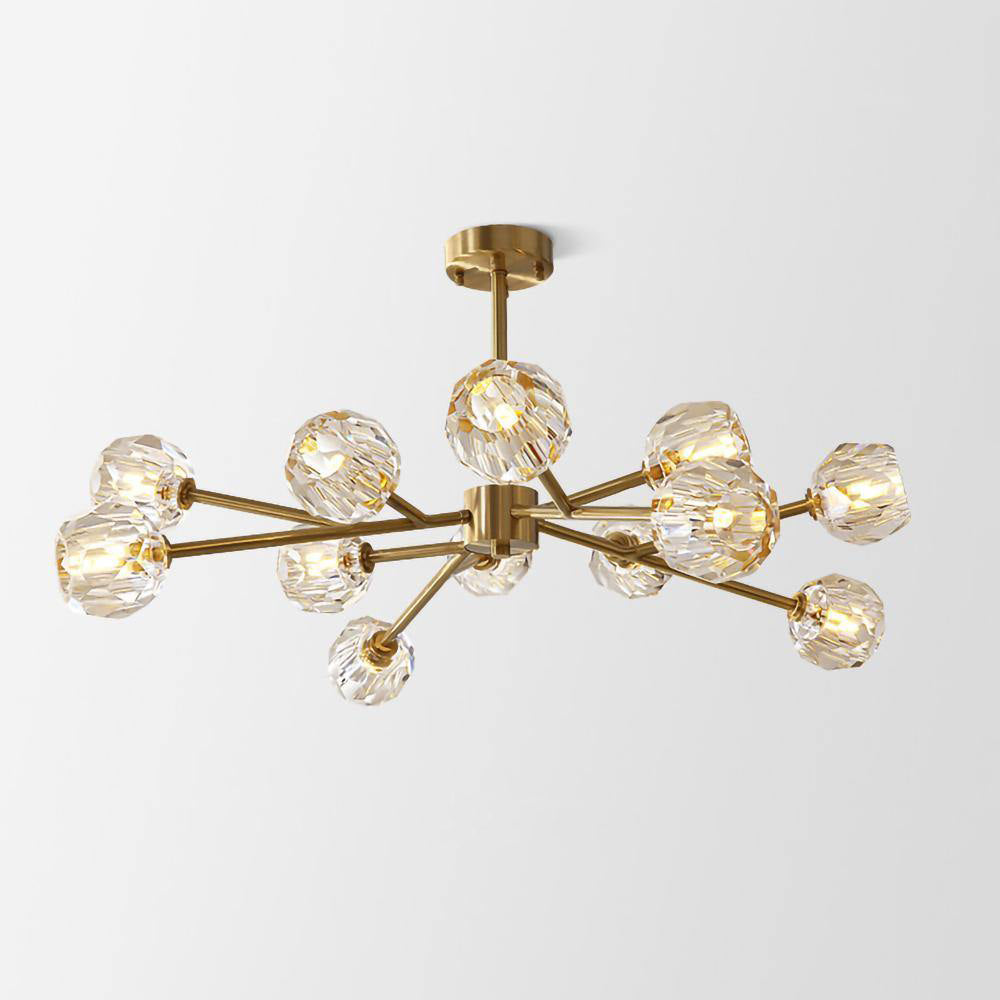 Thalyn Pendelleuchte Kristallkugel Messing Cluster
