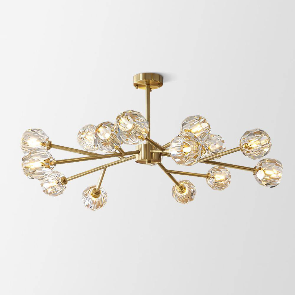 Thalyn Pendelleuchte Kristallkugel Messing Cluster