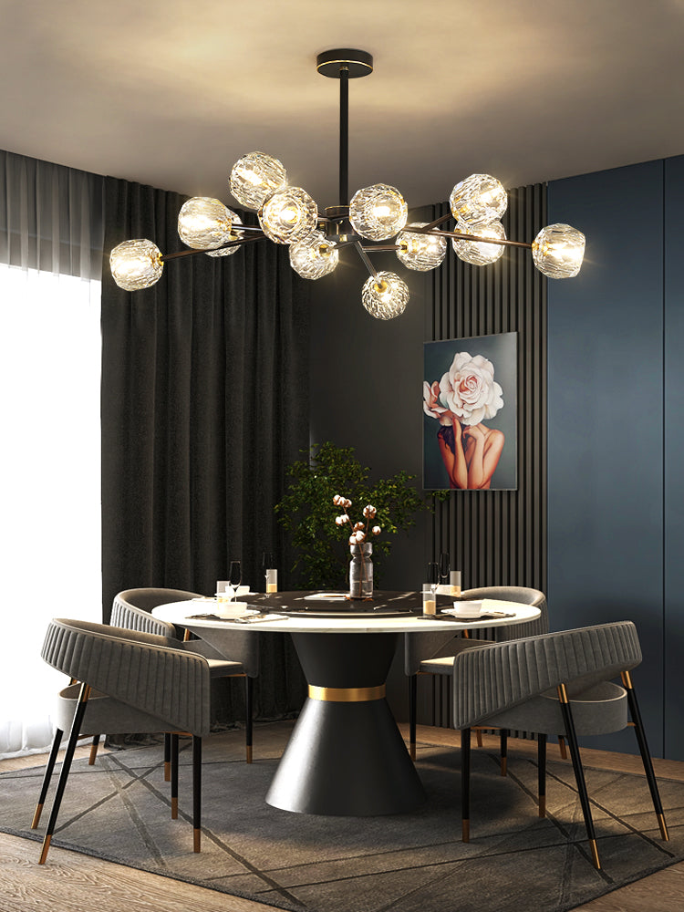 Thalyn Pendelleuchte Kristallkugel Messing Cluster