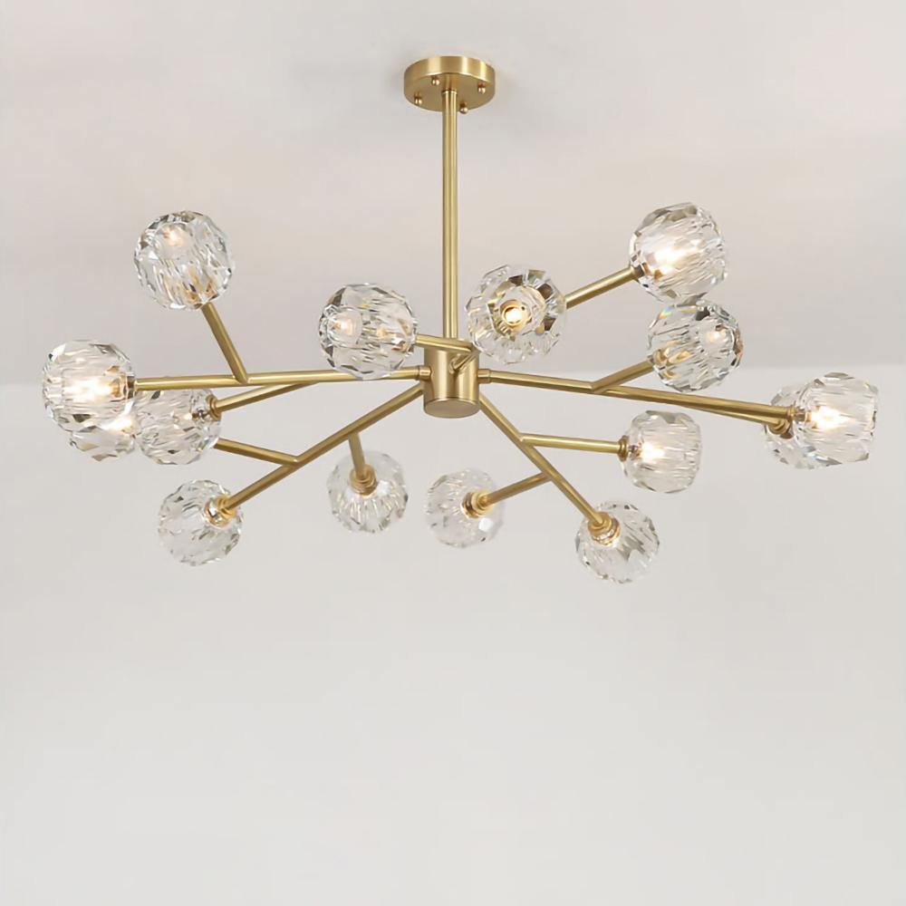 Thalyn Pendelleuchte Kristallkugel Messing Cluster