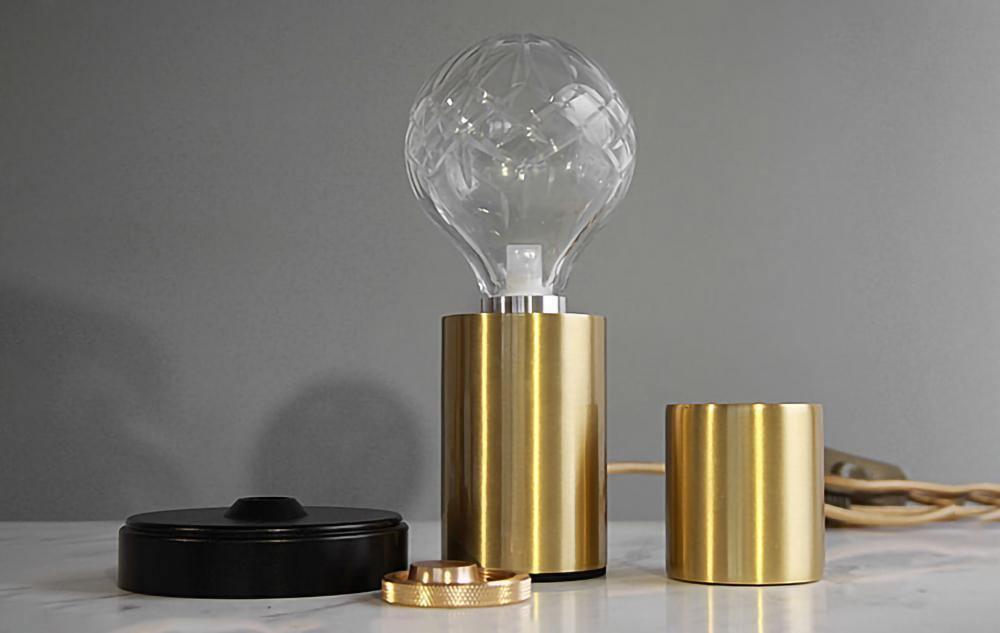 Lyrician Messing-Glas-Industrie-Tischlampe