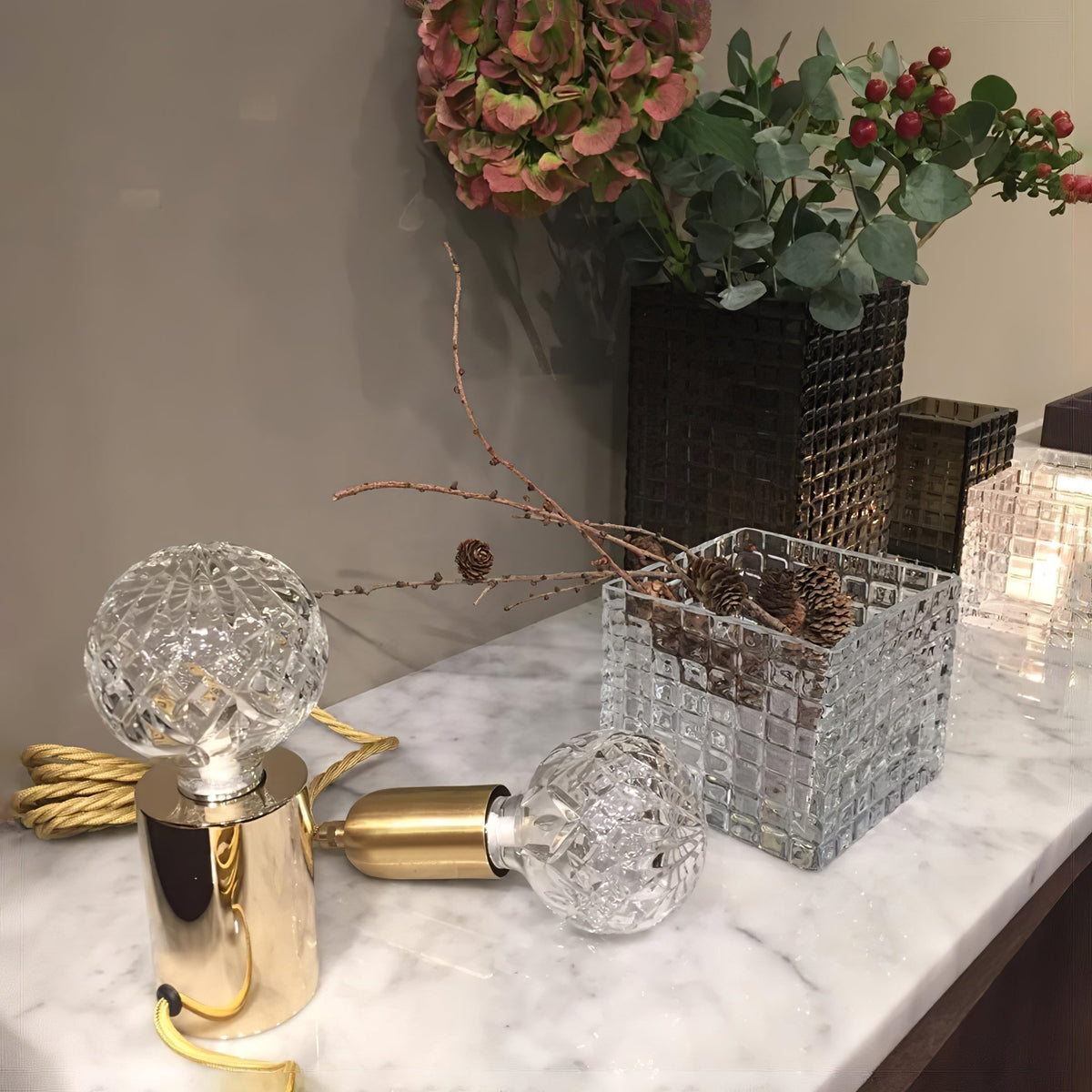 Lyrician Messing-Glas-Industrie-Tischlampe