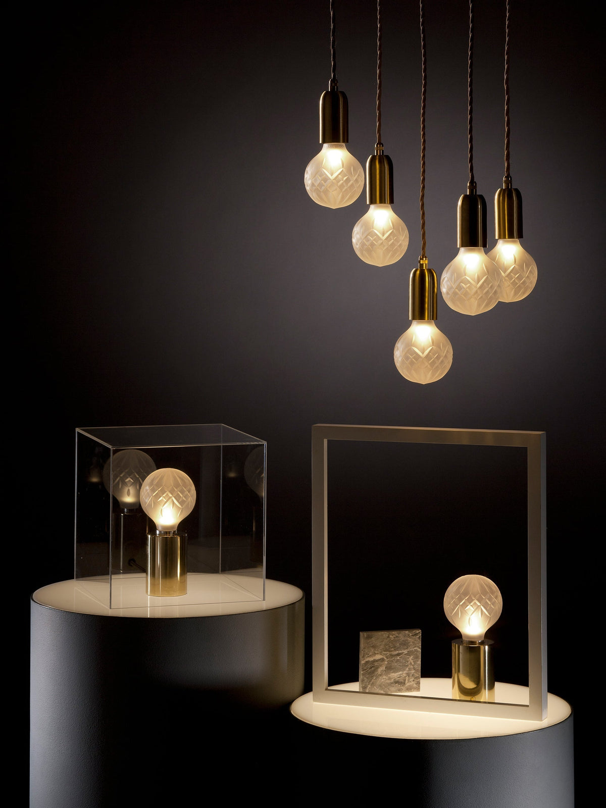 Lyrician Messing-Glas-Industrie-Tischlampe