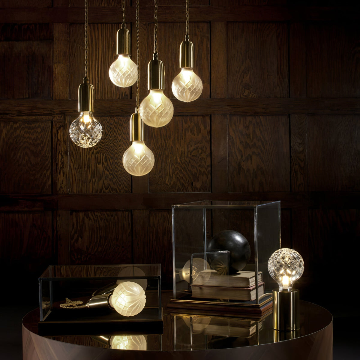 Lyrician Messing-Glas-Industrie-Tischlampe