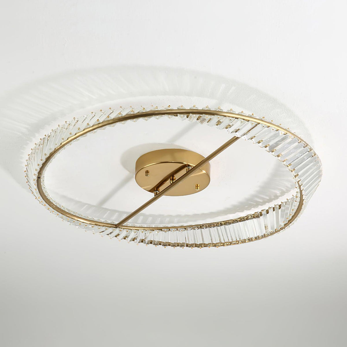Elyaniella Deckenleuchte Kristall Rings Edelstahl
