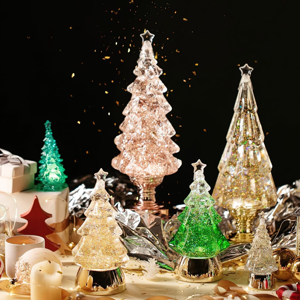 Kristall-Weihnachtsbaum-Tischleuchte (eingebaute Batterie)
