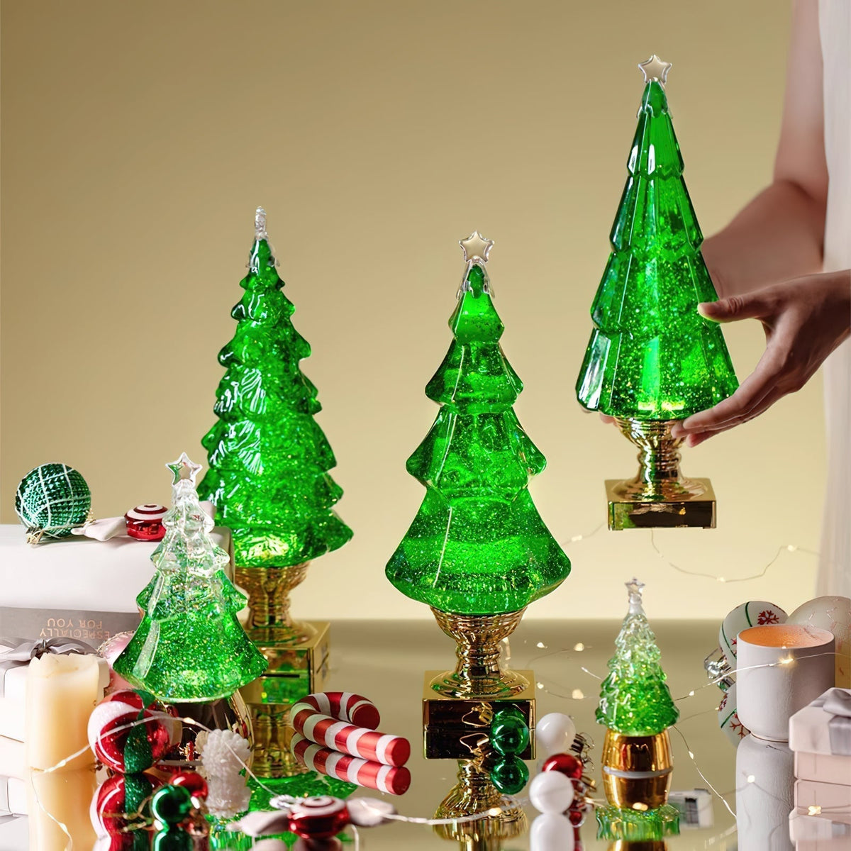 Kristall-Weihnachtsbaum-Tischleuchte (eingebaute Batterie)