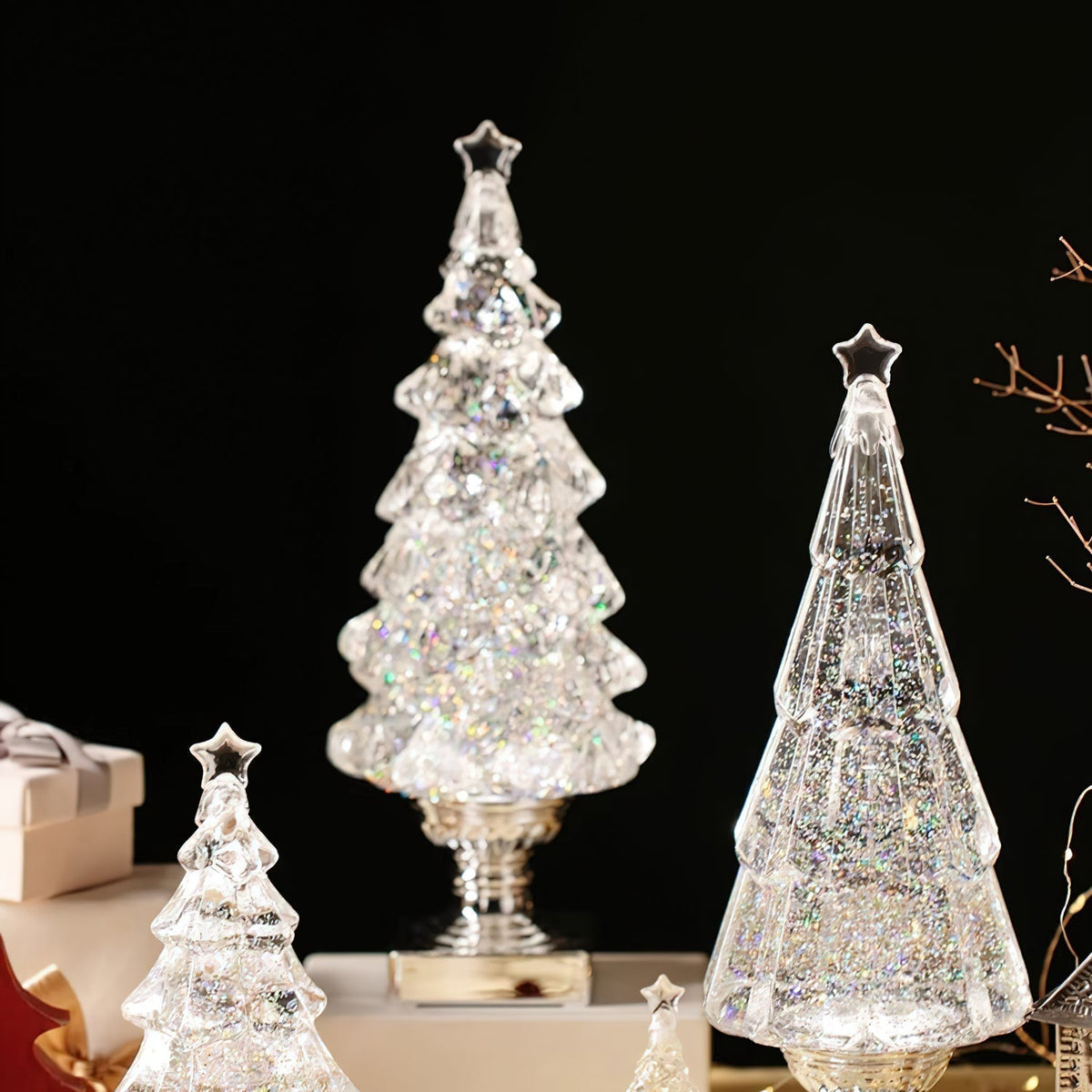Kristall-Weihnachtsbaum-Tischleuchte (eingebaute Batterie)