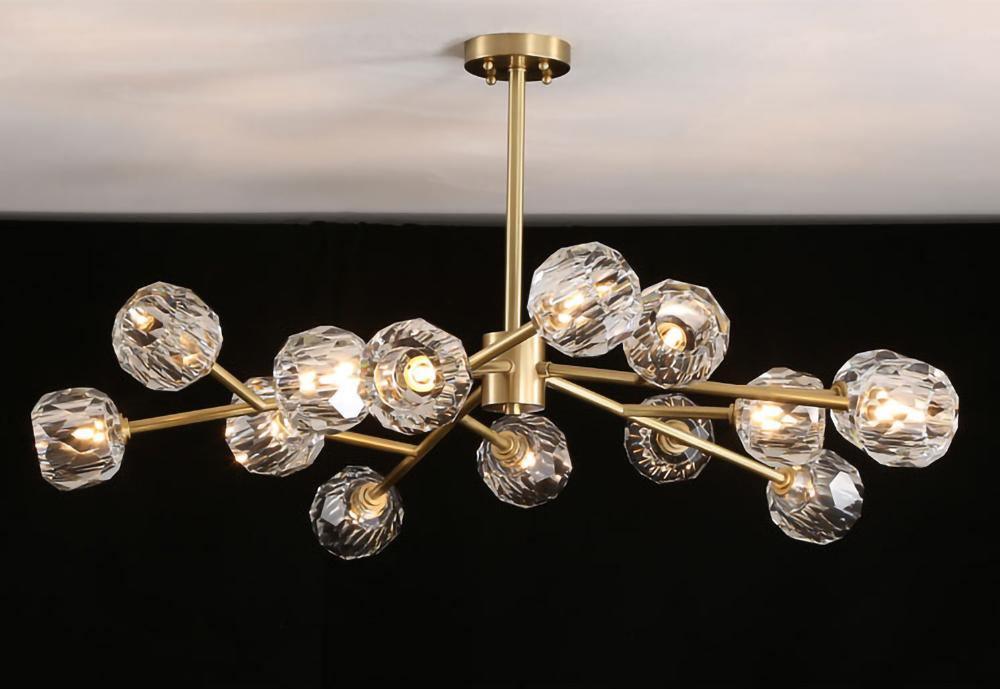 Thalyn Pendelleuchte Kristallkugel Messing Cluster