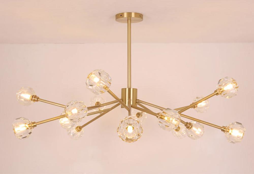 Thalyn Pendelleuchte Kristallkugel Messing Cluster