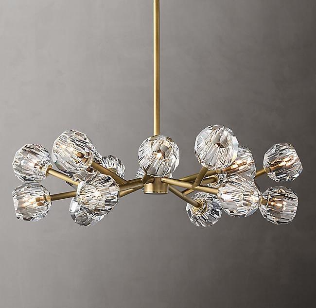 Thalyn Pendelleuchte Kristallkugel Messing Cluster