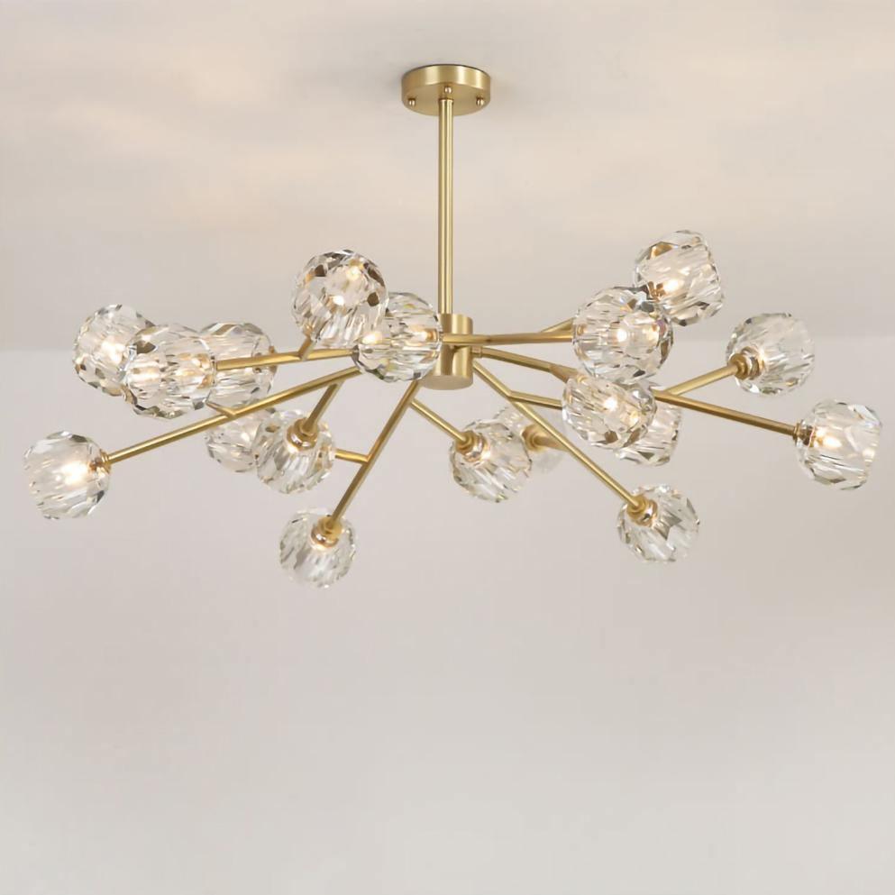 Thalyn Pendelleuchte Kristallkugel Messing Cluster