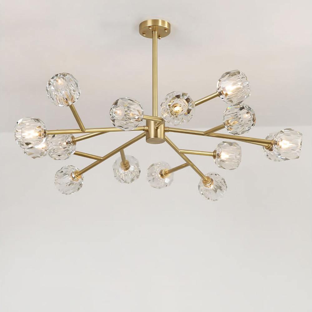 Thalyn Pendelleuchte Kristallkugel Messing Cluster