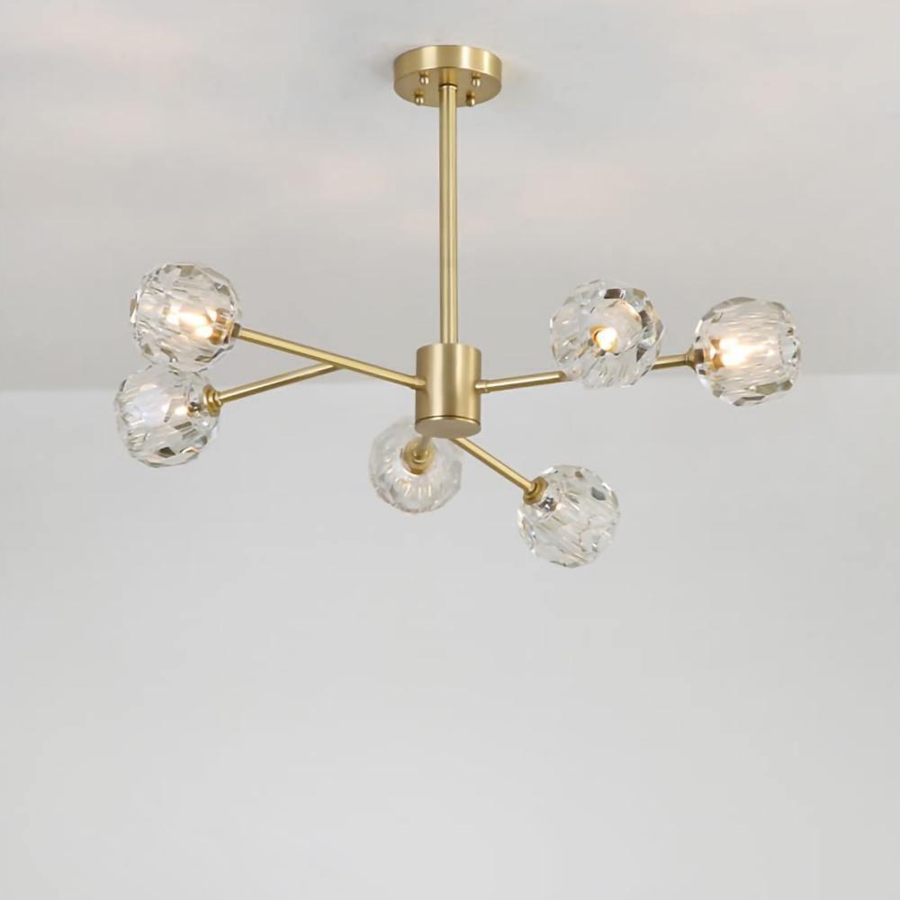 Thalyn Pendelleuchte Kristallkugel Messing Cluster