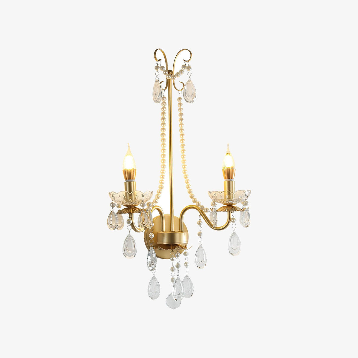 Nydoraris Elegance Pearl Chain Kristall-Wandleuchte