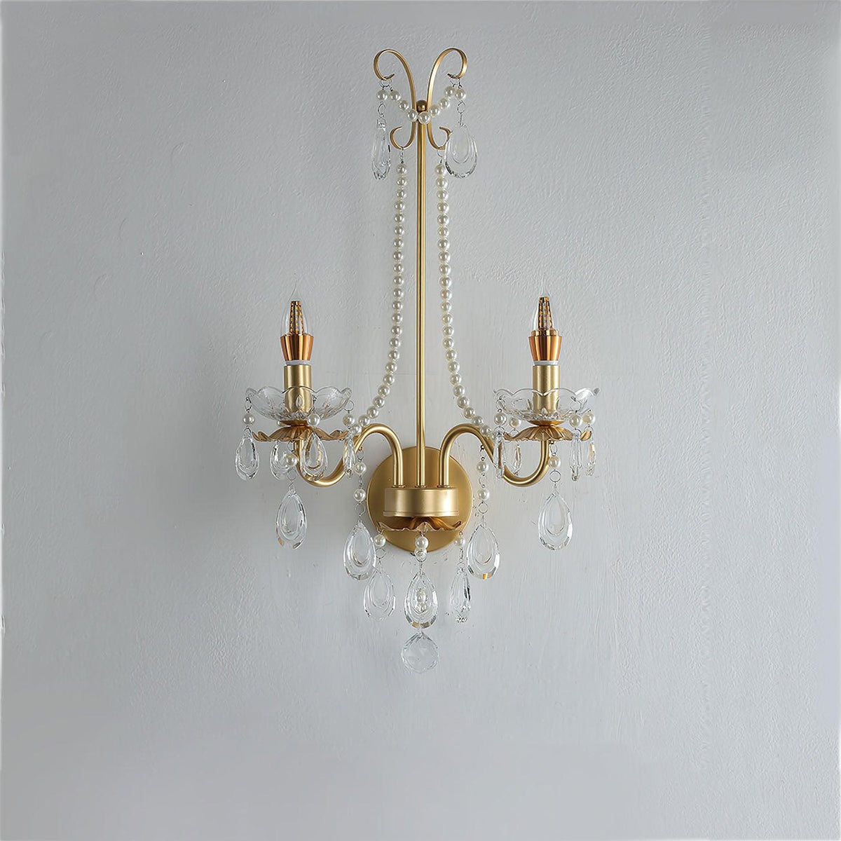Nydoraris Elegance Pearl Chain Kristall-Wandleuchte