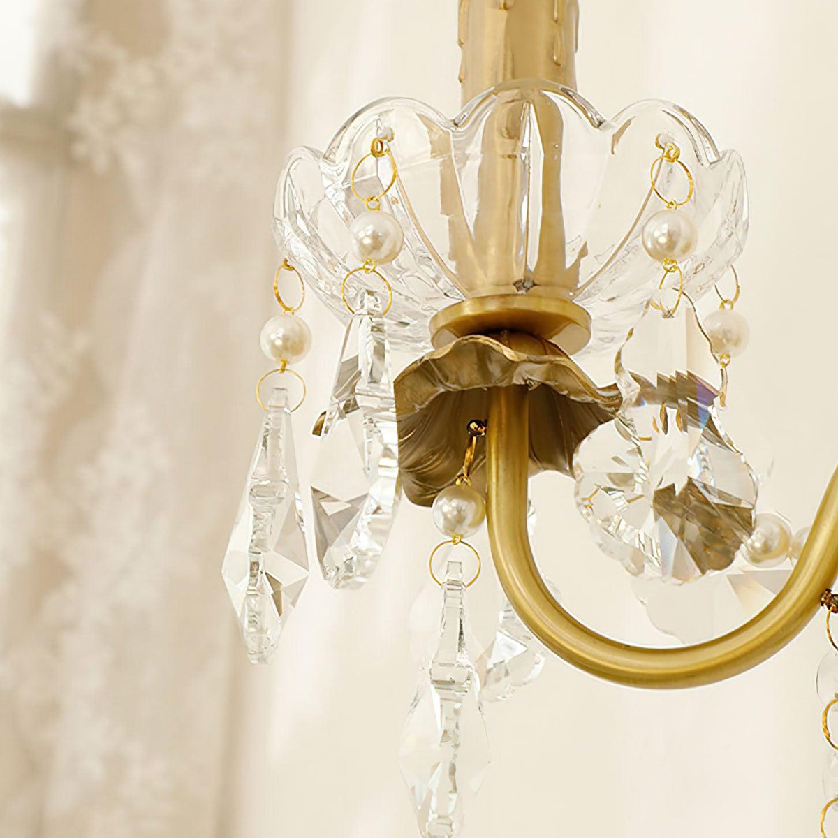 Nydoraris Elegance Pearl Chain Kristall-Wandleuchte
