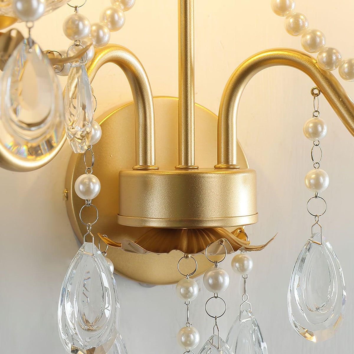 Nydoraris Elegance Pearl Chain Kristall-Wandleuchte