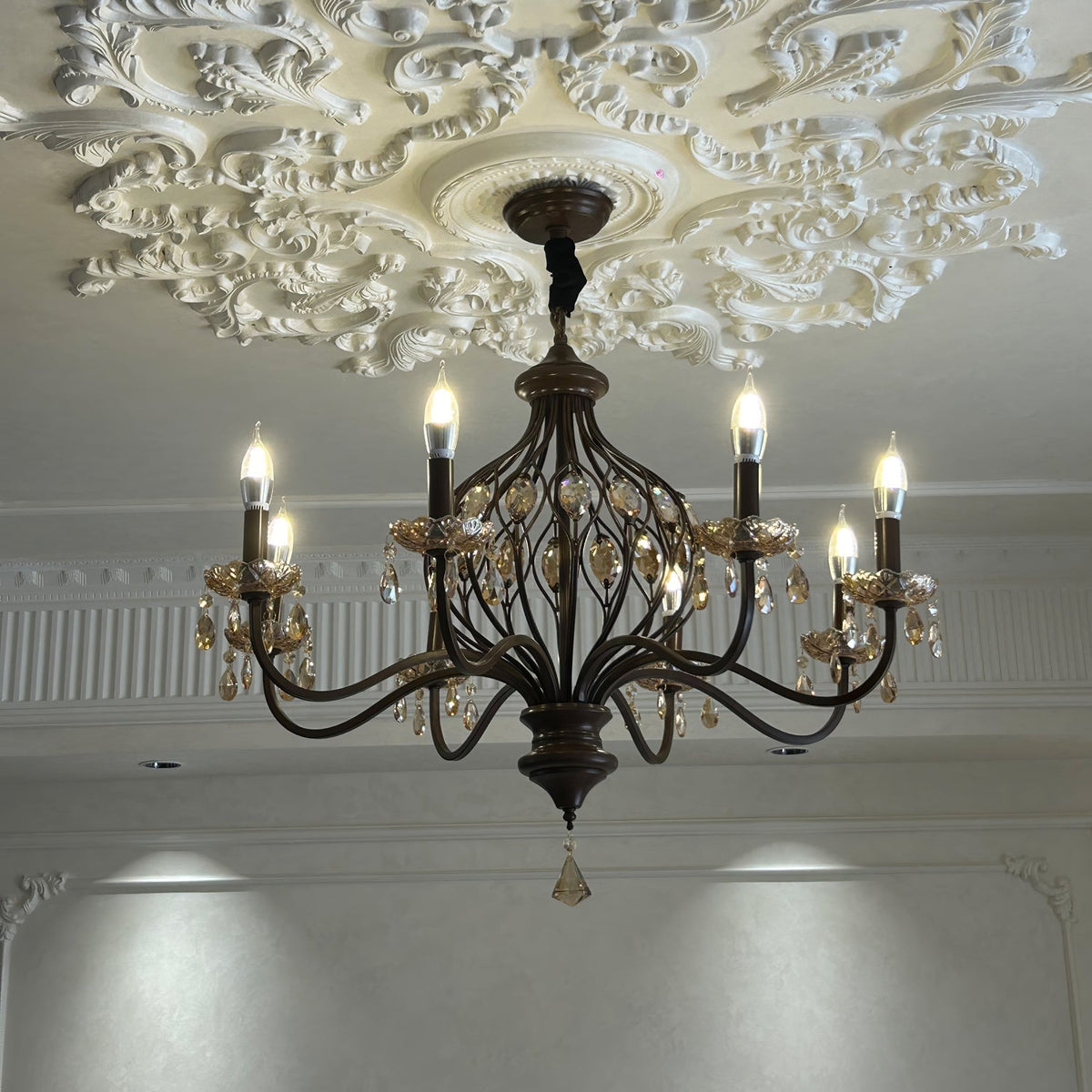 Enorel Vintage Bronze Kristall Kronleuchter