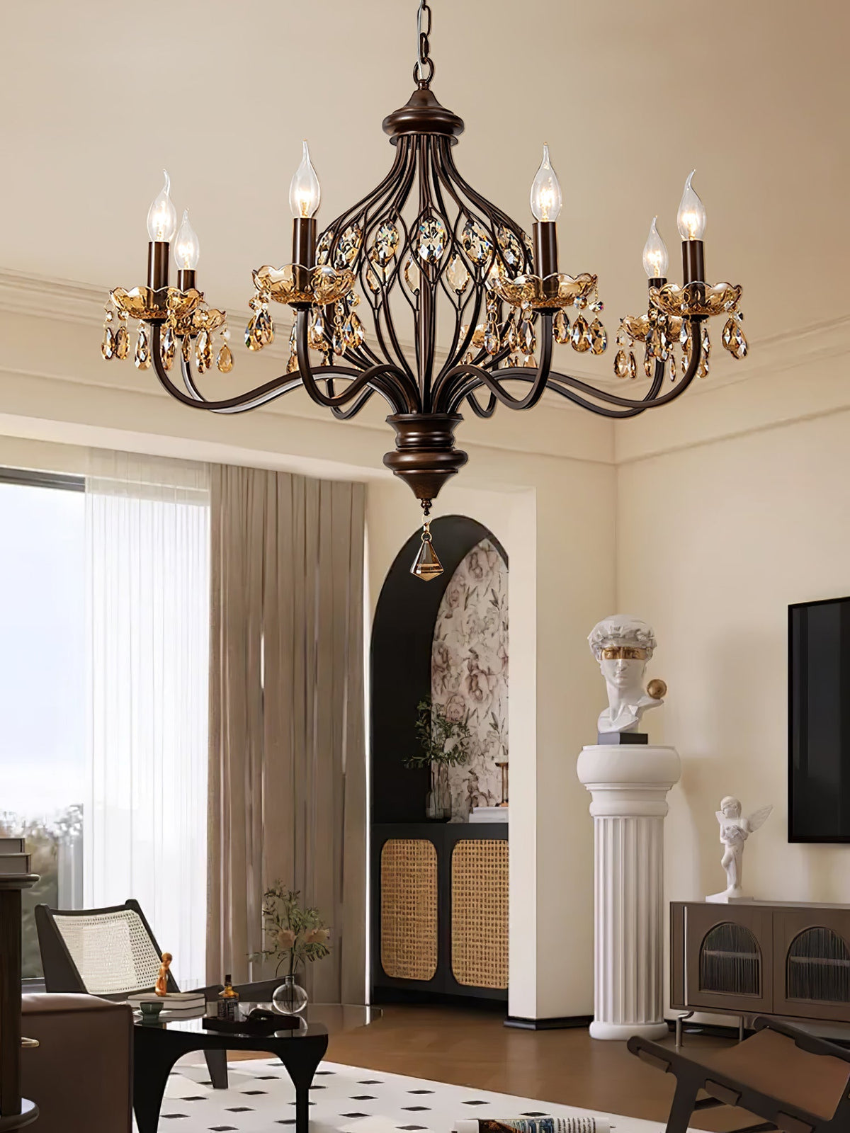 Enorel Vintage Bronze Kristall Kronleuchter
