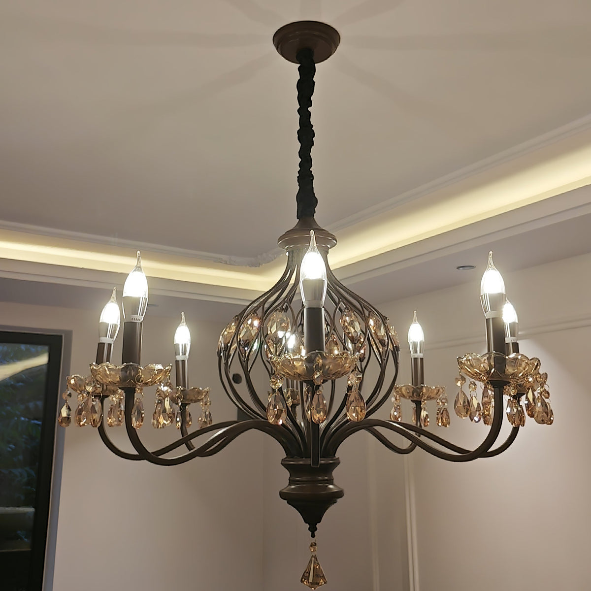 Enorel Vintage Bronze Kristall Kronleuchter