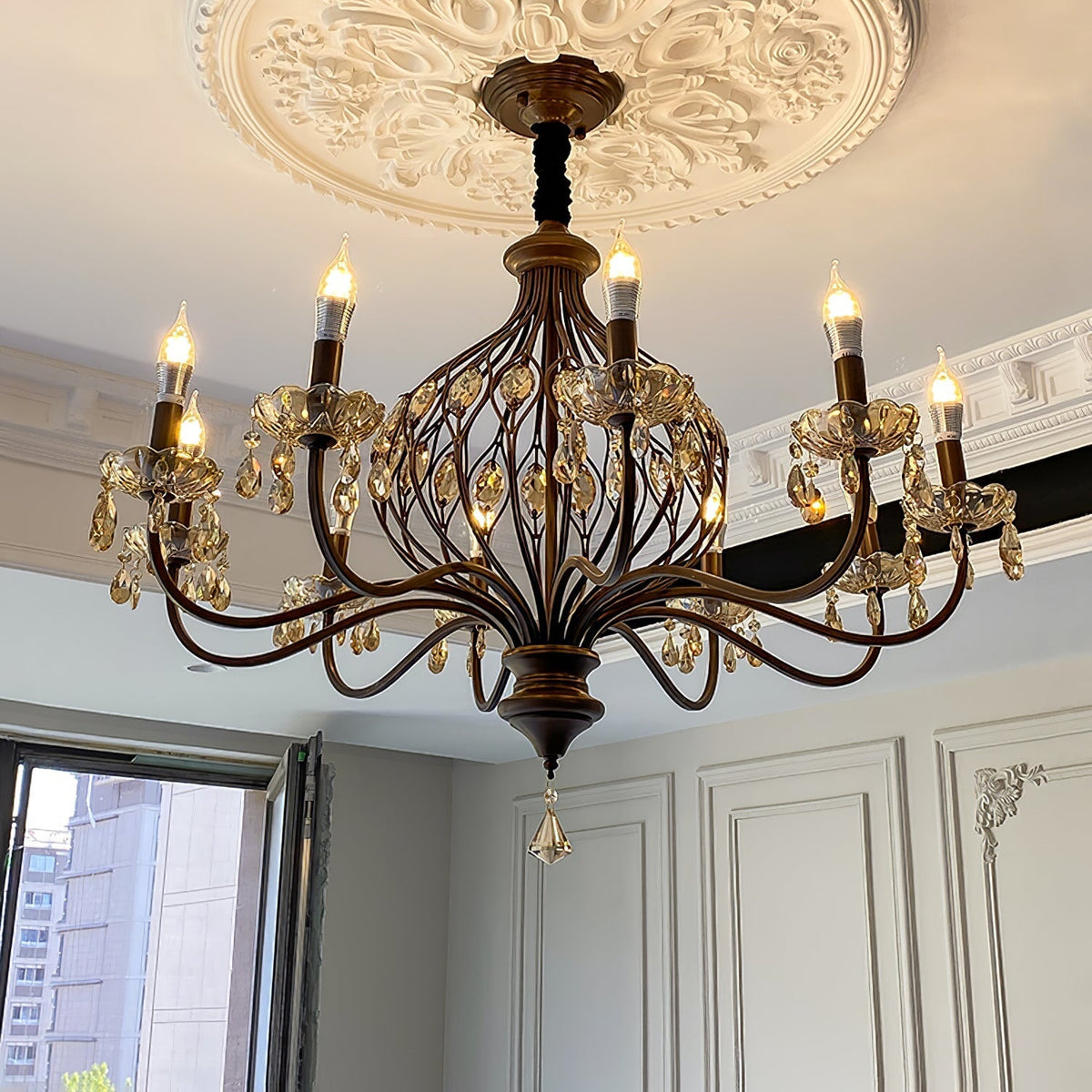 Enorel Vintage Bronze Kristall Kronleuchter