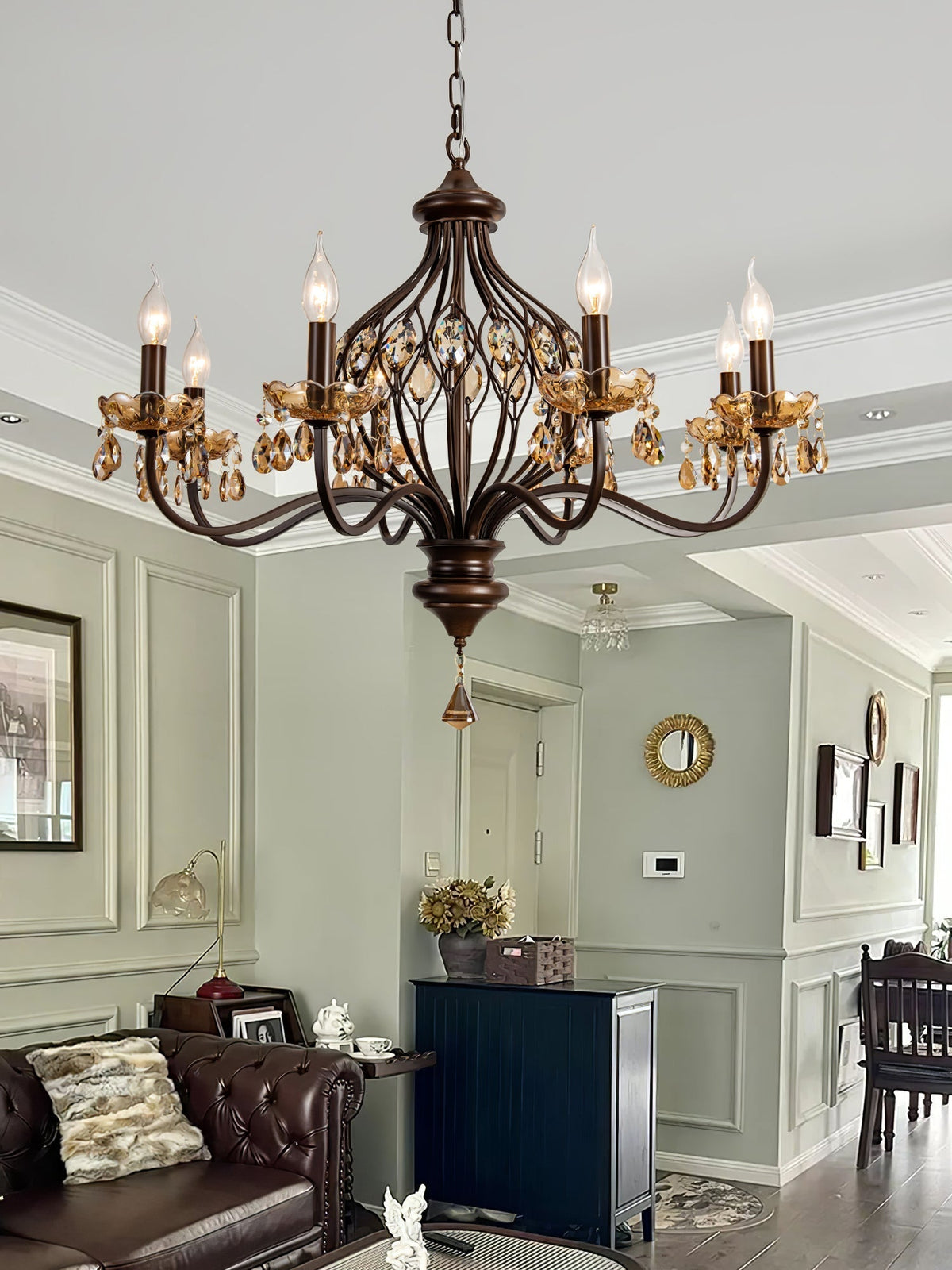 Enorel Vintage Bronze Kristall Kronleuchter