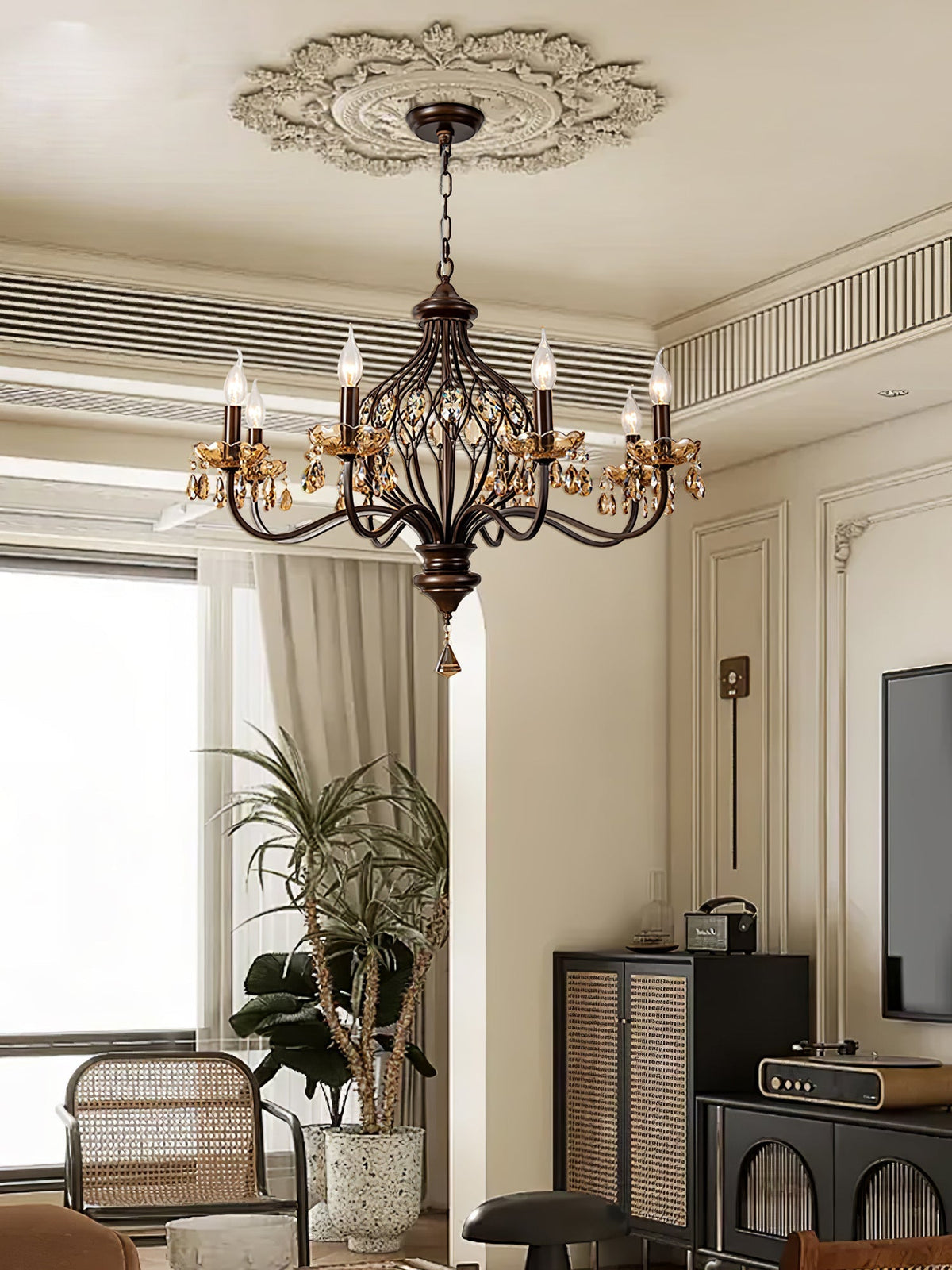 Enorel Vintage Bronze Kristall Kronleuchter