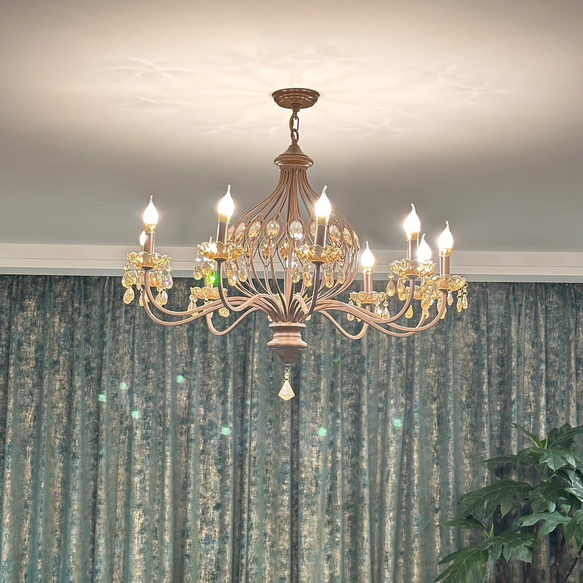 Enorel Vintage Bronze Kristall Kronleuchter