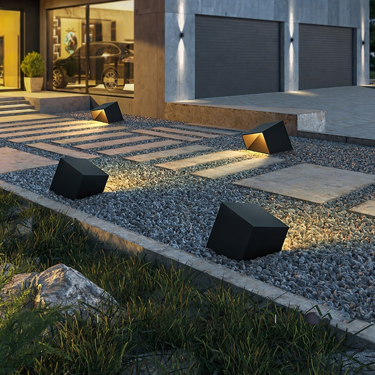 Evsore einzigartige Solar-Außenleuchte im Kubus-Design für den Garten