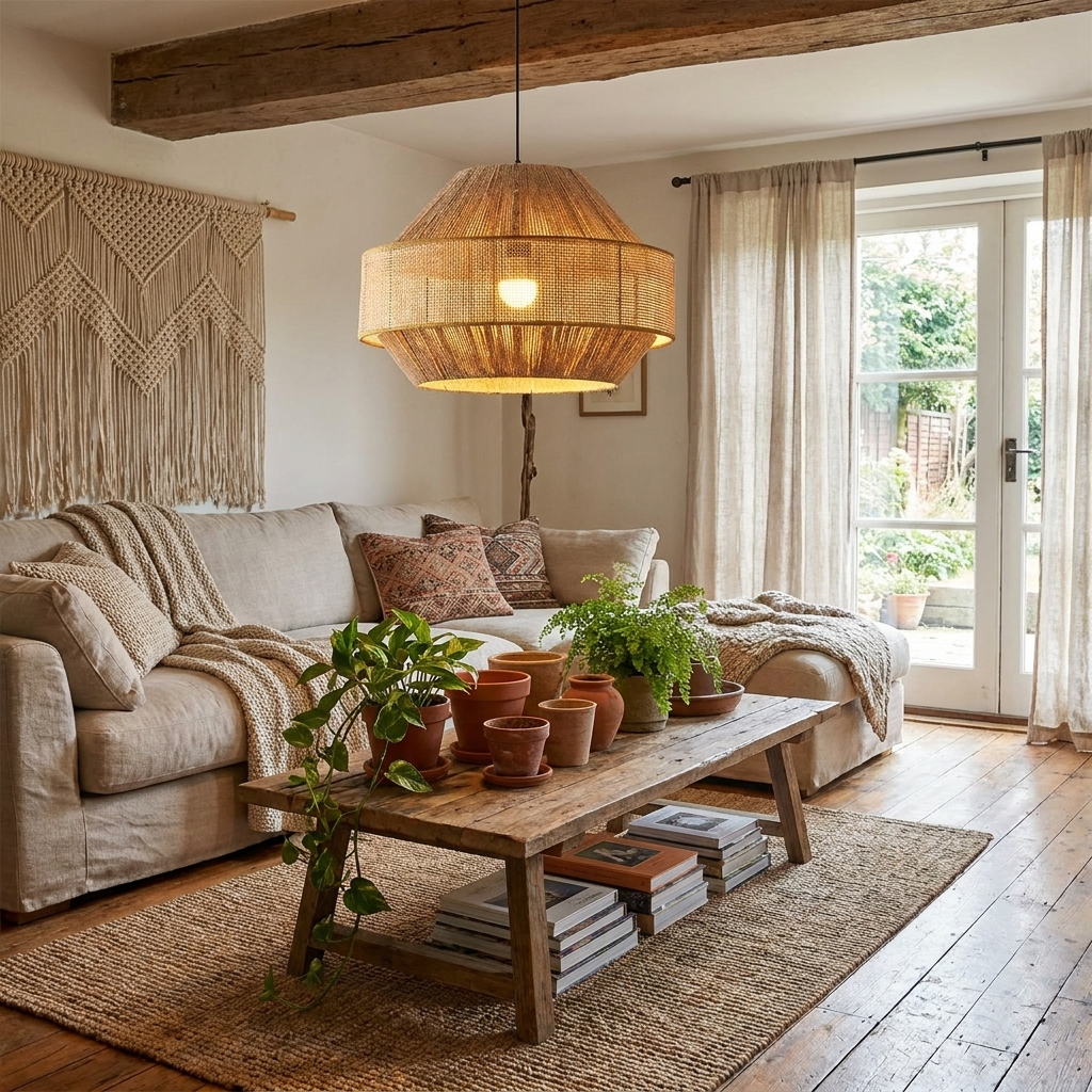Avelmere Pendelleuchte aus geflochtenem Rattan