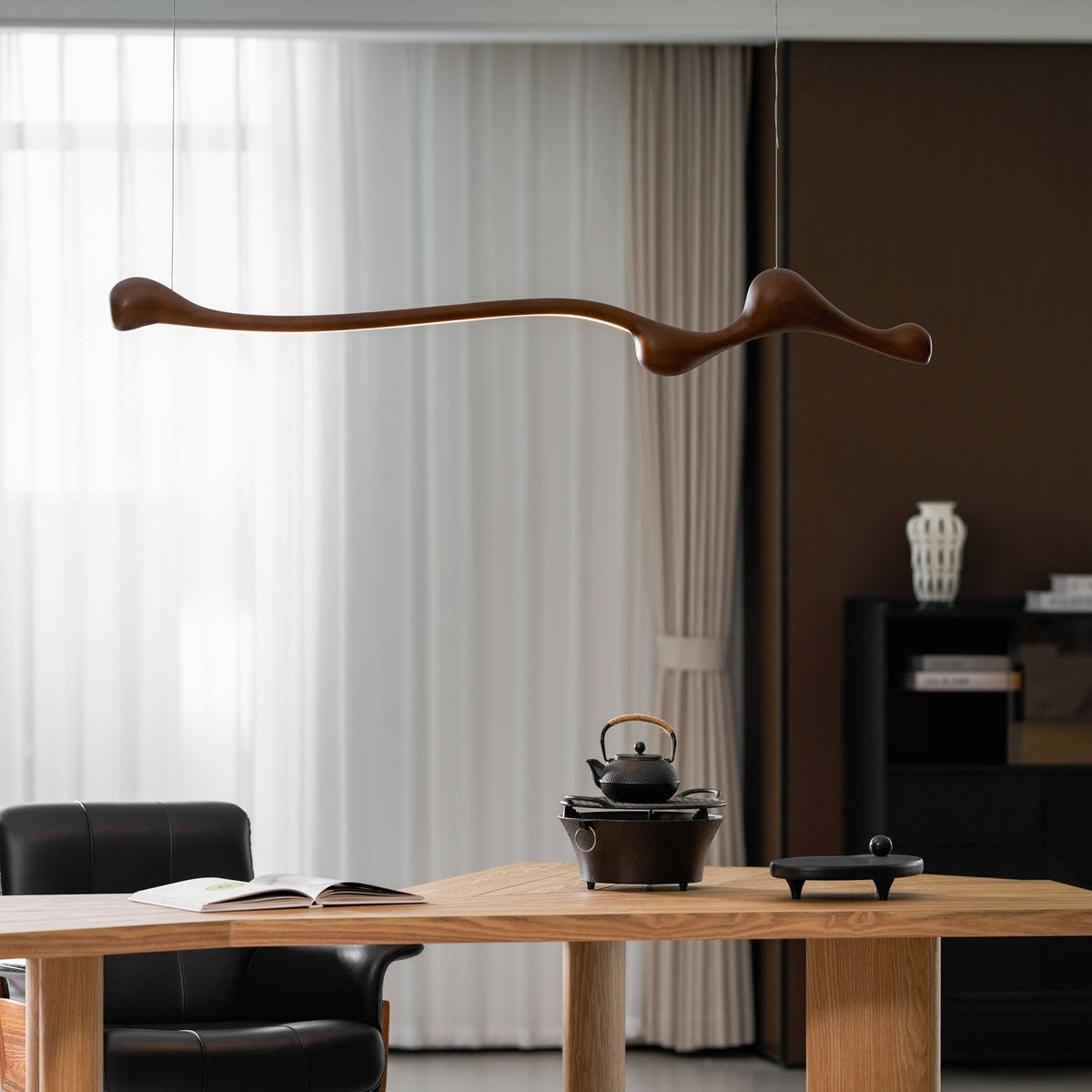 Alenor Pendelleuchte aus Holz im Retro-Stil
