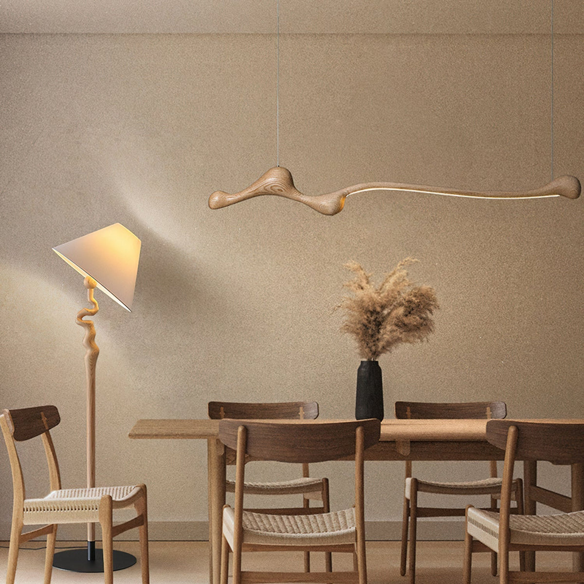 Alenor Pendelleuchte aus Holz im Retro-Stil