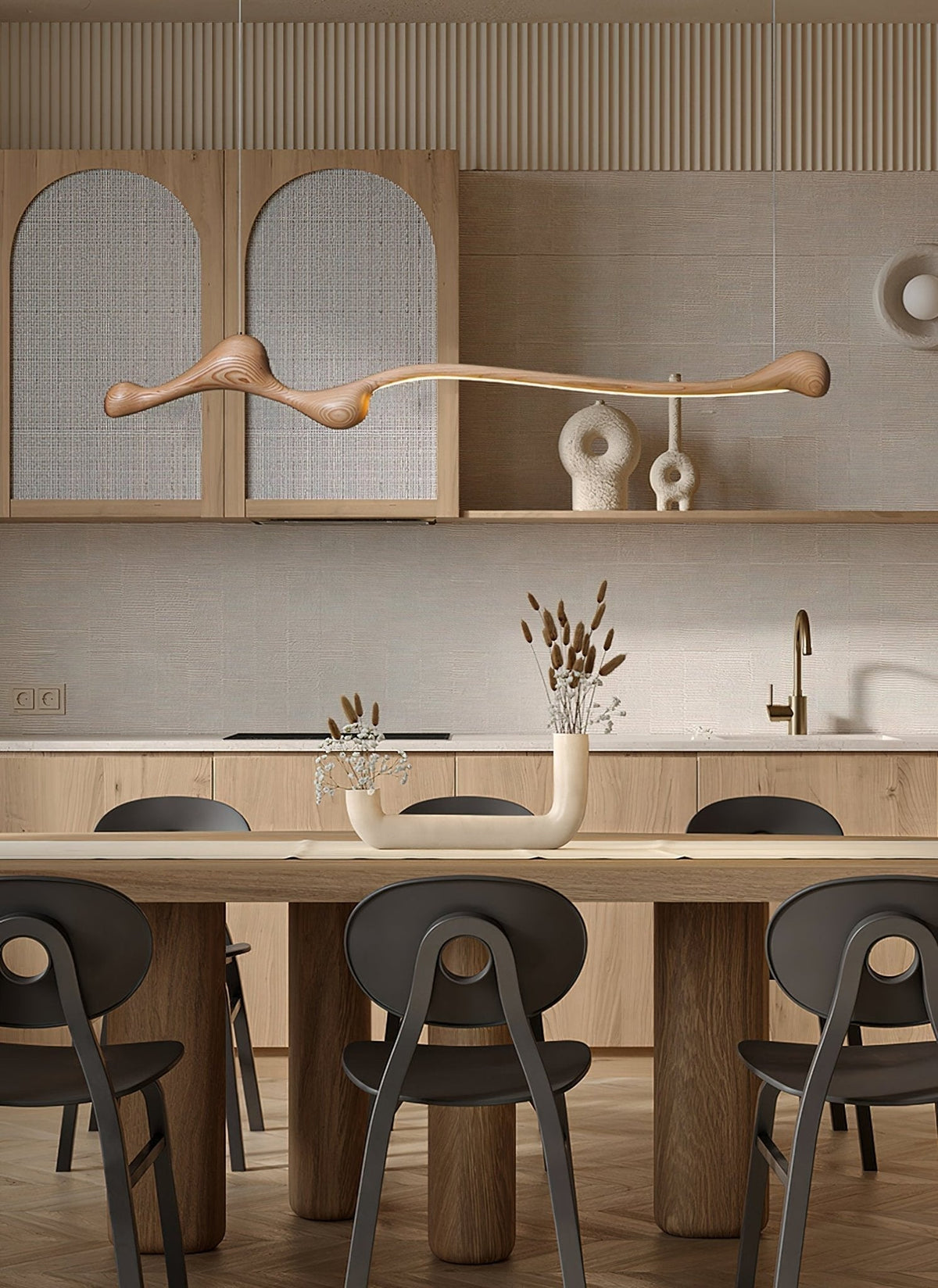Alenor Pendelleuchte aus Holz im Retro-Stil