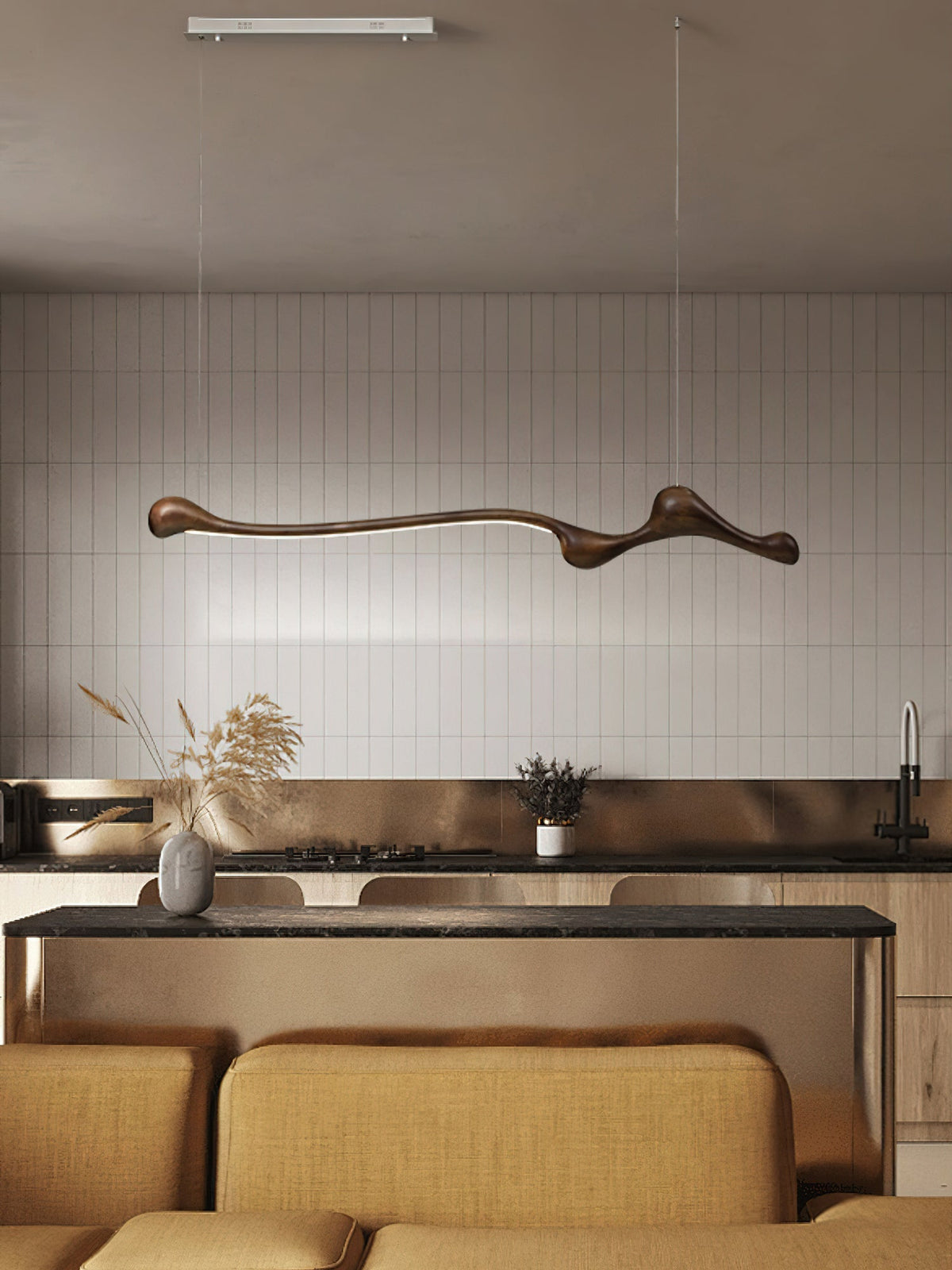 Alenor Pendelleuchte aus Holz im Retro-Stil